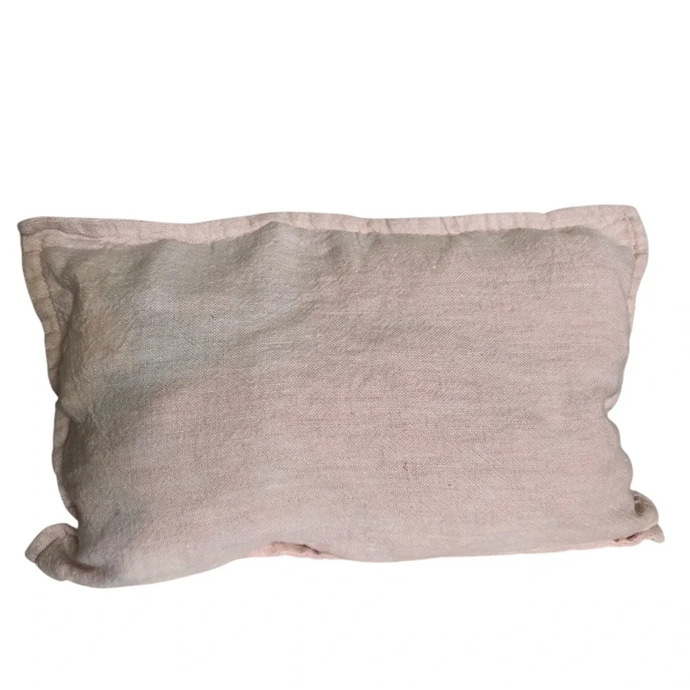 Serena and Lily Coral Peach Linen Embroidered Accent Pillow Cases set of 2 NWOT